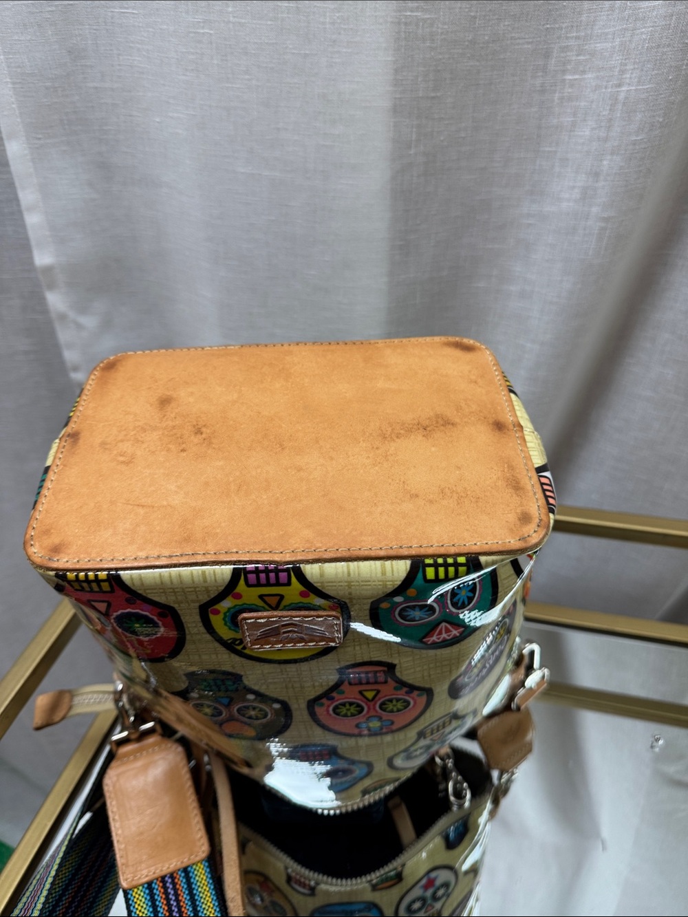 Consuela Yellow Sugar Skull Crossbody with Multicolor Strap - Picture 4 of 4